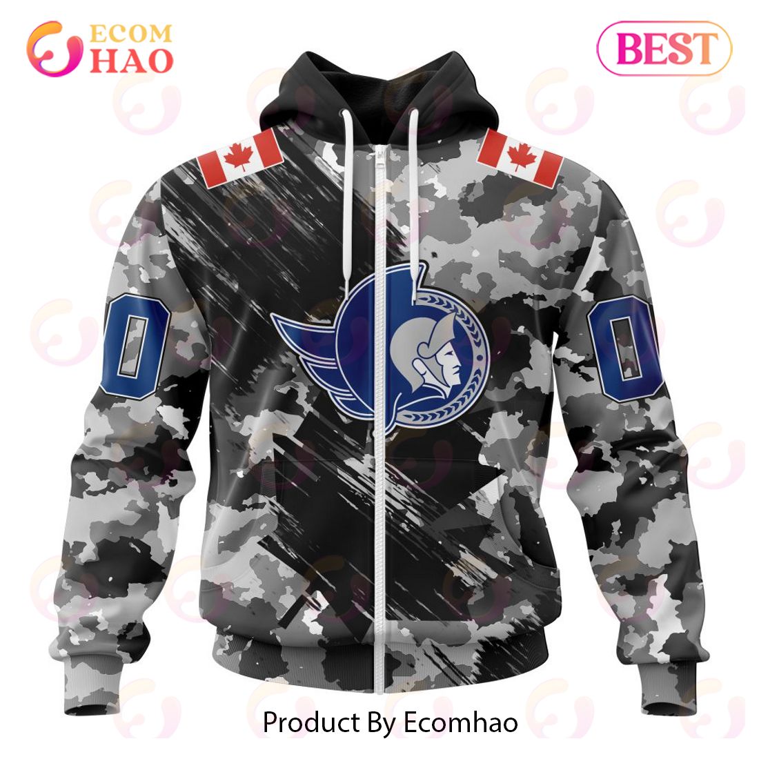 NHL Ottawa Senators Special Camo Armed Forces Design 3D Hoodie