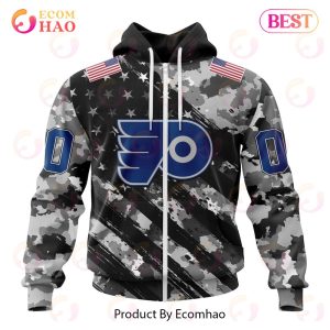 NHL Philadelphia Flyers Special Camo Armed Forces Design 3D Hoodie
