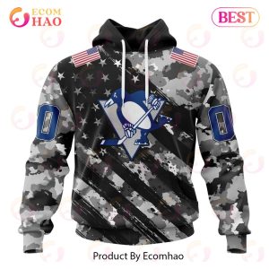 NHL Pittsburgh Penguins Special Camo Armed Forces Design 3D Hoodie