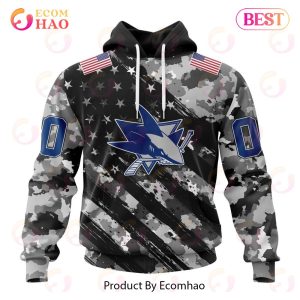NHL San Jose Sharks Special Camo Armed Forces Design 3D Hoodie