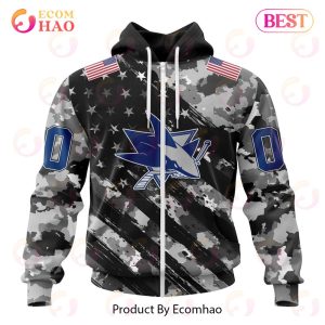 NHL San Jose Sharks Special Camo Armed Forces Design 3D Hoodie