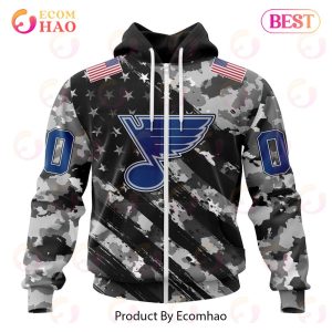 NHL St. Louis Blues Special Camo Armed Forces Design 3D Hoodie
