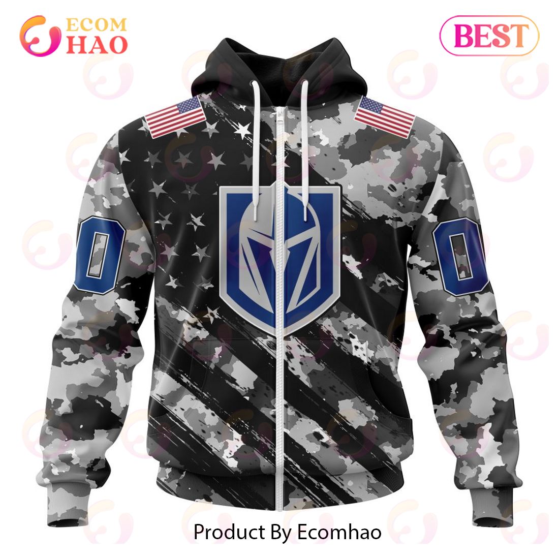 NHL Vegas Golden Knights Special Camo Armed Forces Design 3D Hoodie