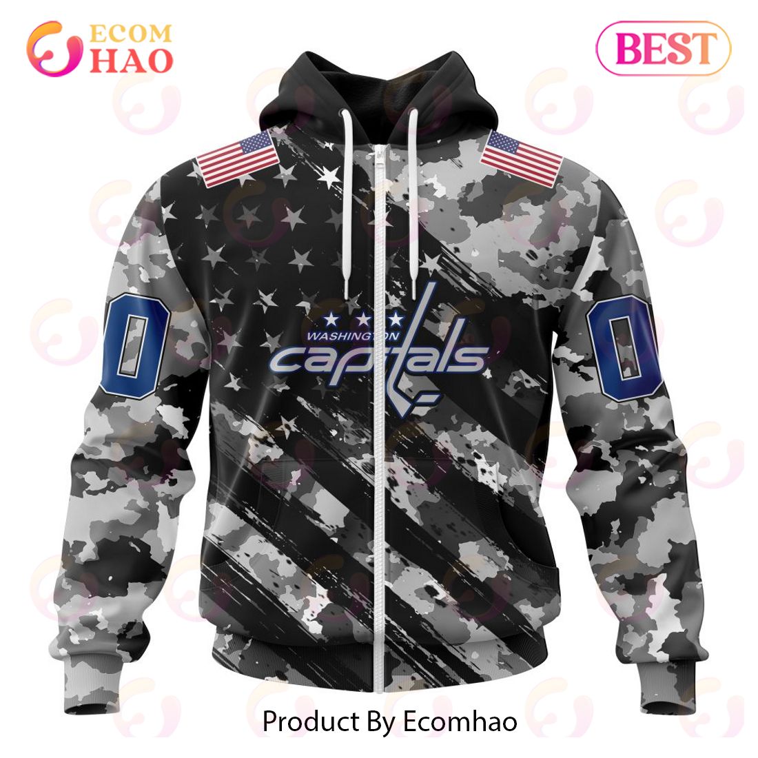 NHL Washington Capitals Special Camo Armed Forces Design 3D Hoodie