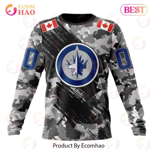NHL Winnipeg Jets Special Camo Armed Forces Design 3D Hoodie