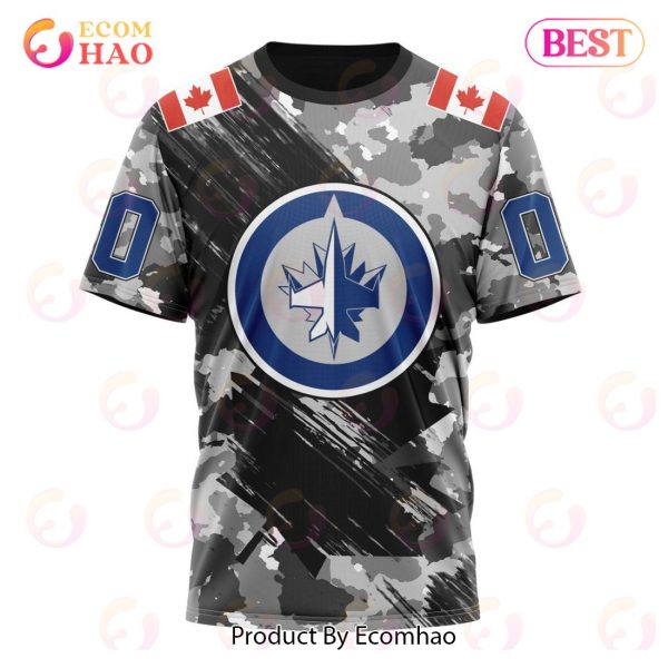 NHL Winnipeg Jets Special Camo Armed Forces Design 3D Hoodie