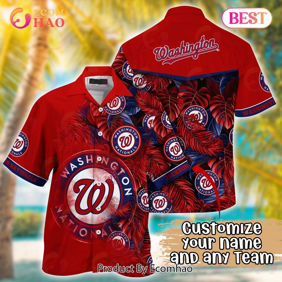 Washington Nationals MLB Custom Name All Over Print Hawaiian Shirt