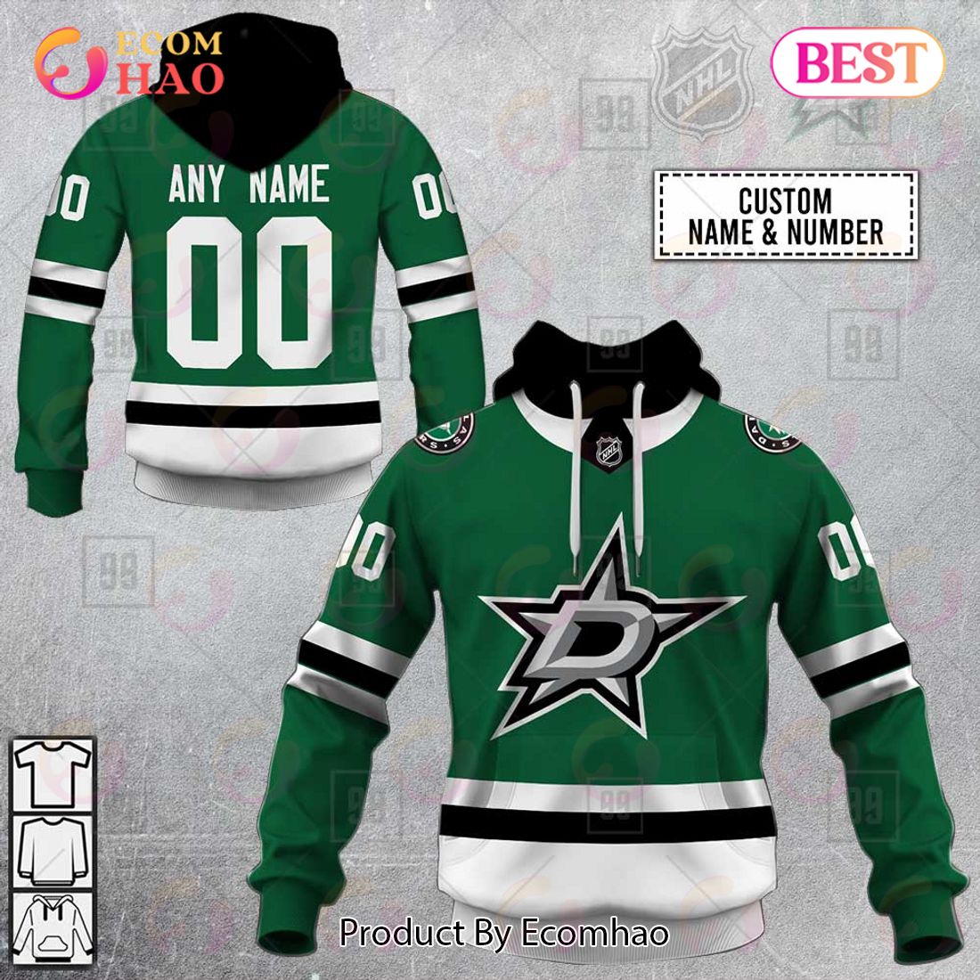 NHL Dallas Stars Mix Jersey 2023 Custom Personalized Hoodie T