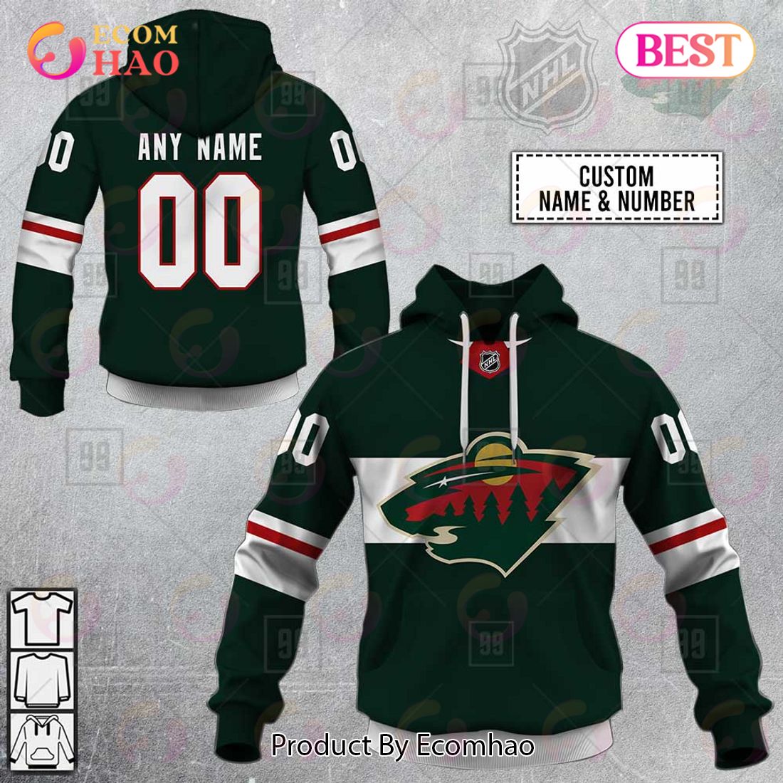 Personalized NHL Minnesota Wild Jersey 2023 Style 3D Hoodie