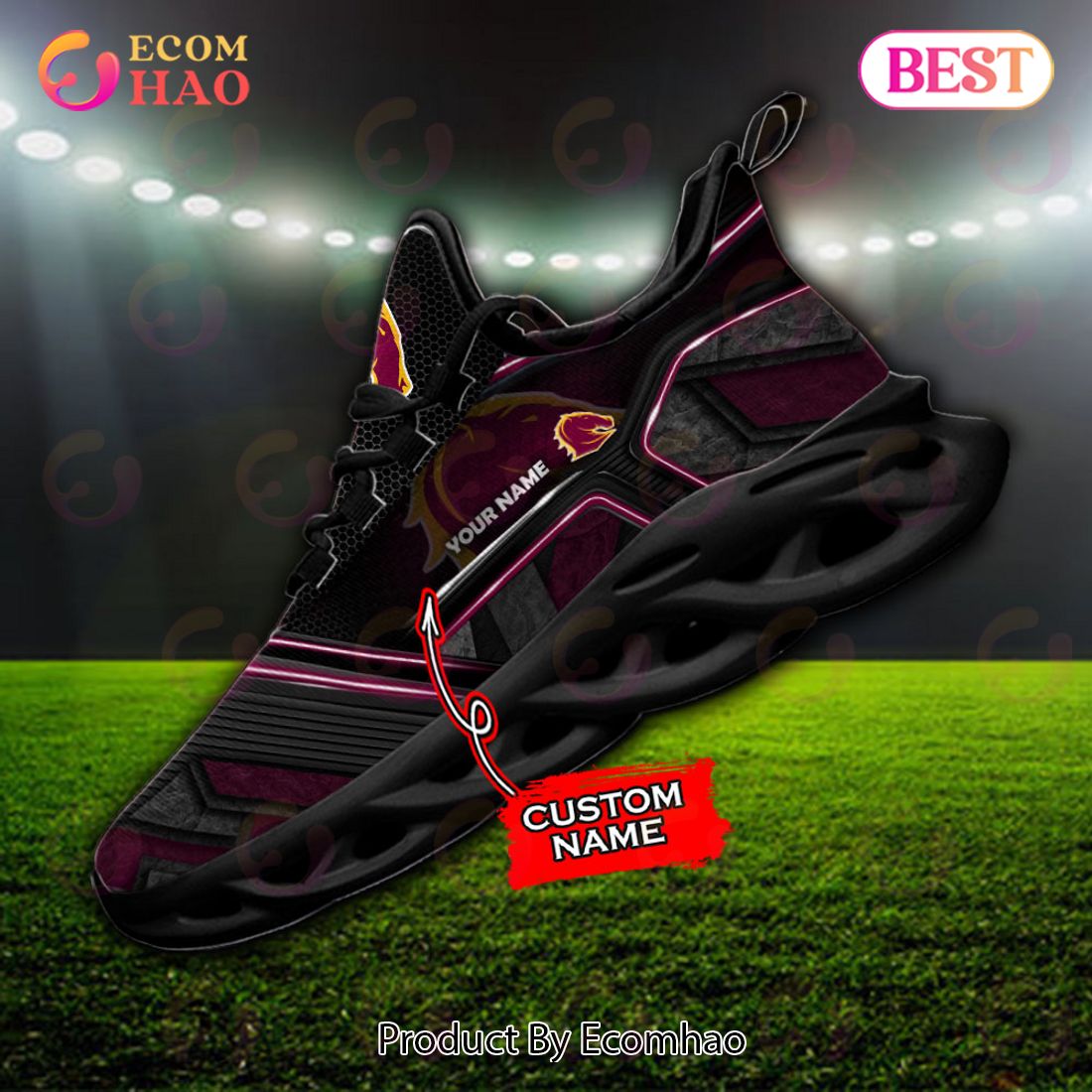 NEW NRL Brisbane Broncos Custom Name Max Soul Shoes, Sneaker