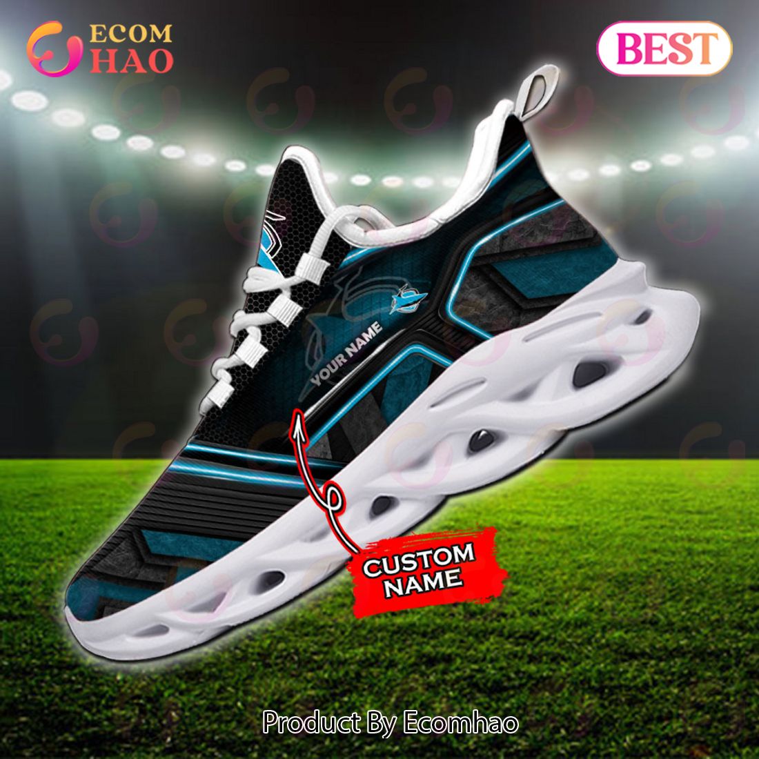 NEW NRL Cronulla-Sutherland Sharks Custom Name Max Soul Shoes, Sneaker