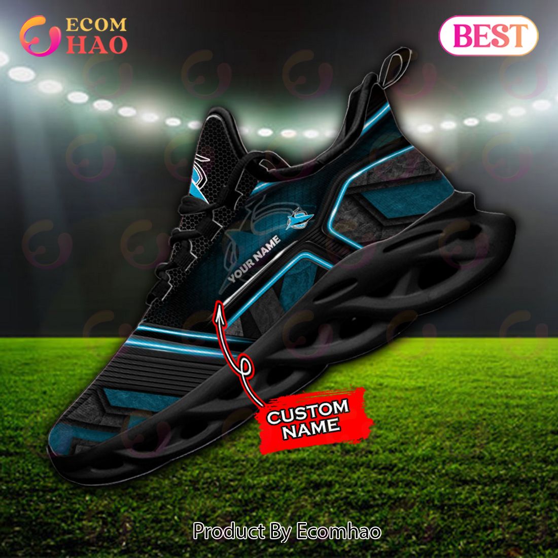 NEW NRL Cronulla-Sutherland Sharks Custom Name Max Soul Shoes, Sneaker