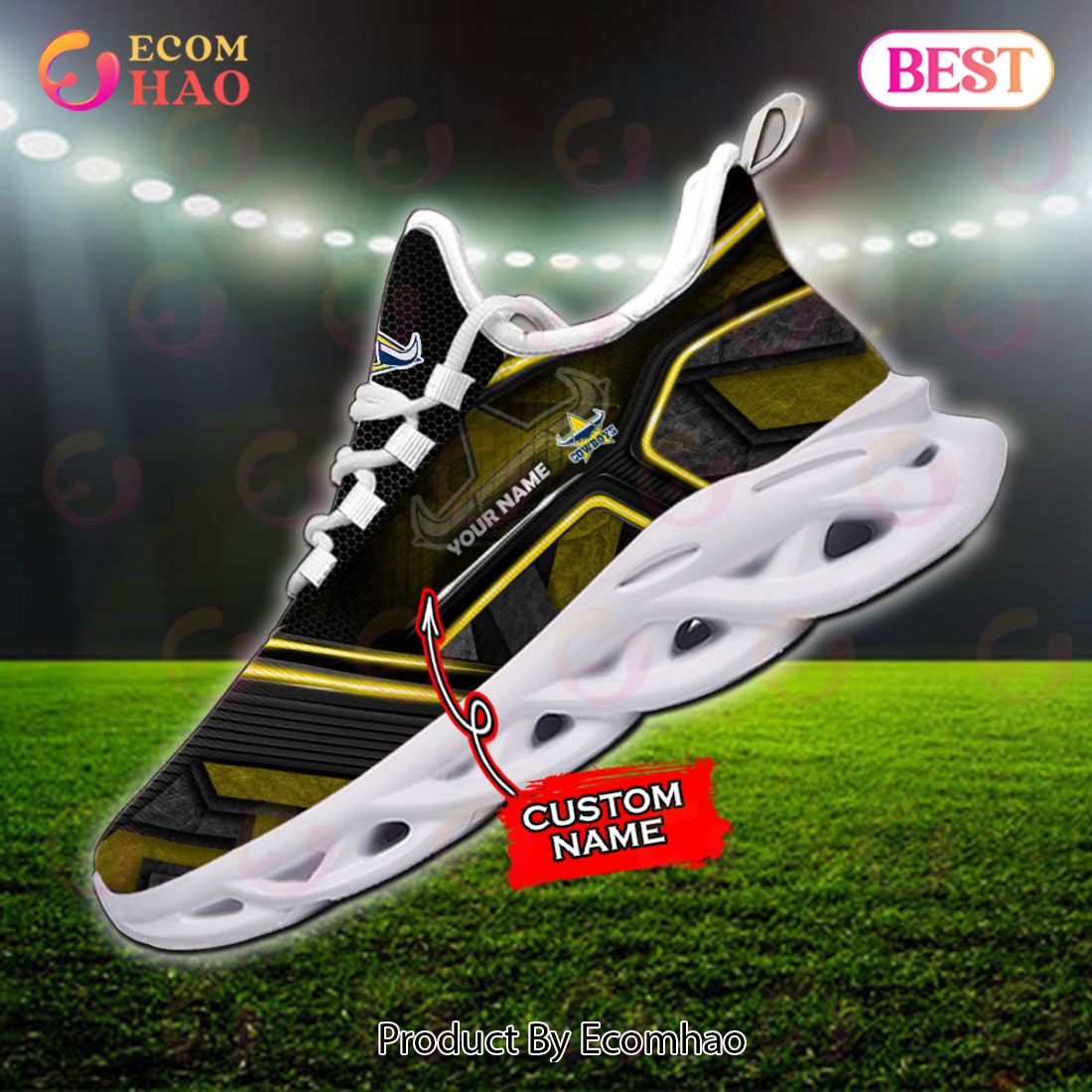 NEW NRL North Queensland Cowboys Custom Name Max Soul Shoes, Sneaker