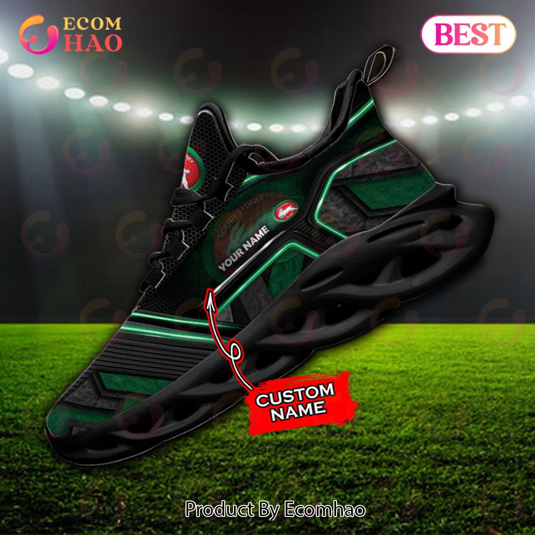 NEW NRL South Sydney Rabbitohs Custom Name Max Soul Shoes, Sneaker