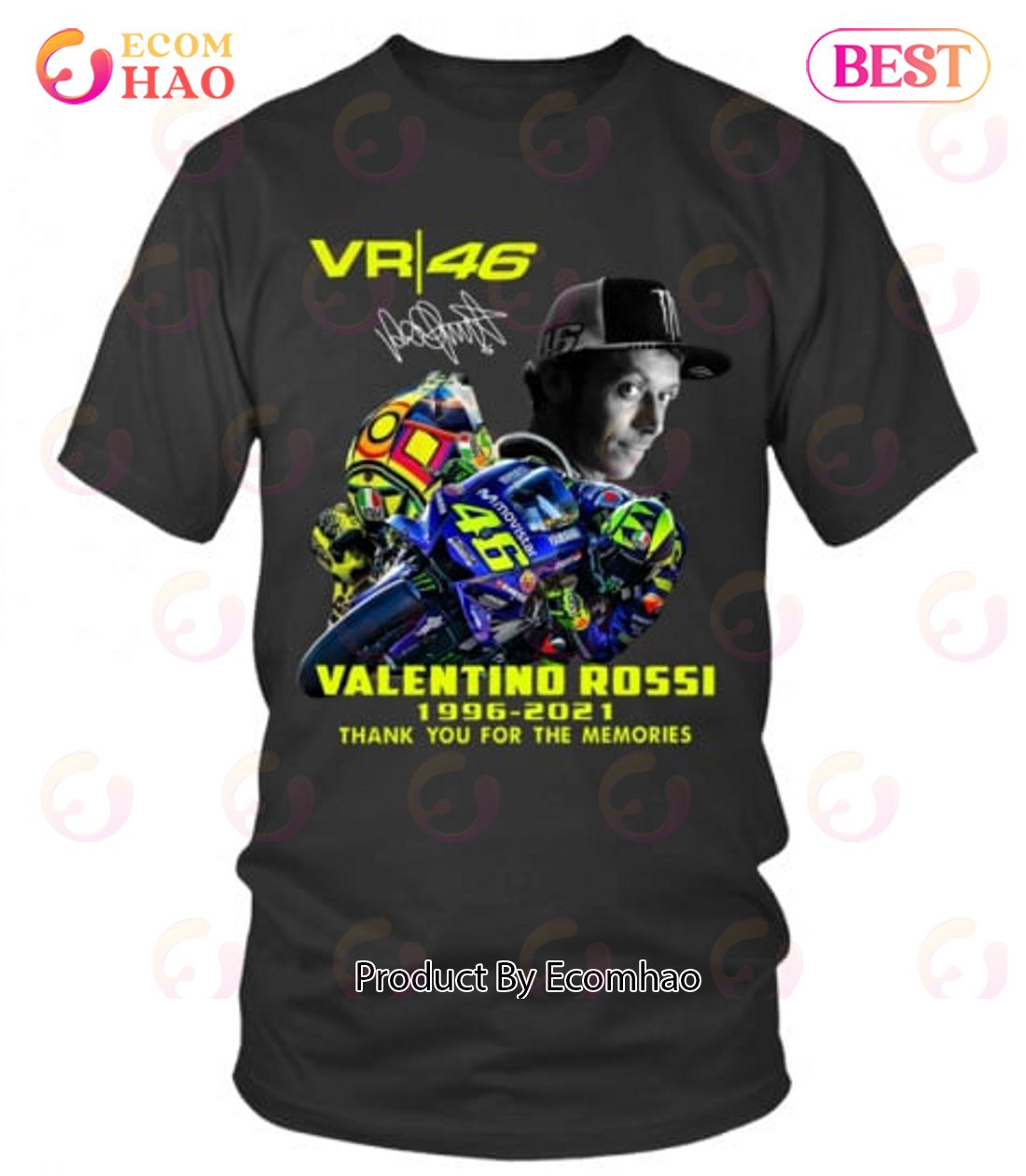 Vr 46 Movistar Valentino Rossi 1996 – 2021 Thank You For The Memories T-Shirt