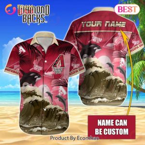 MLB Arizona Diamondbacks Special Hawaiian Design Dolphins And Waves Button Shirt