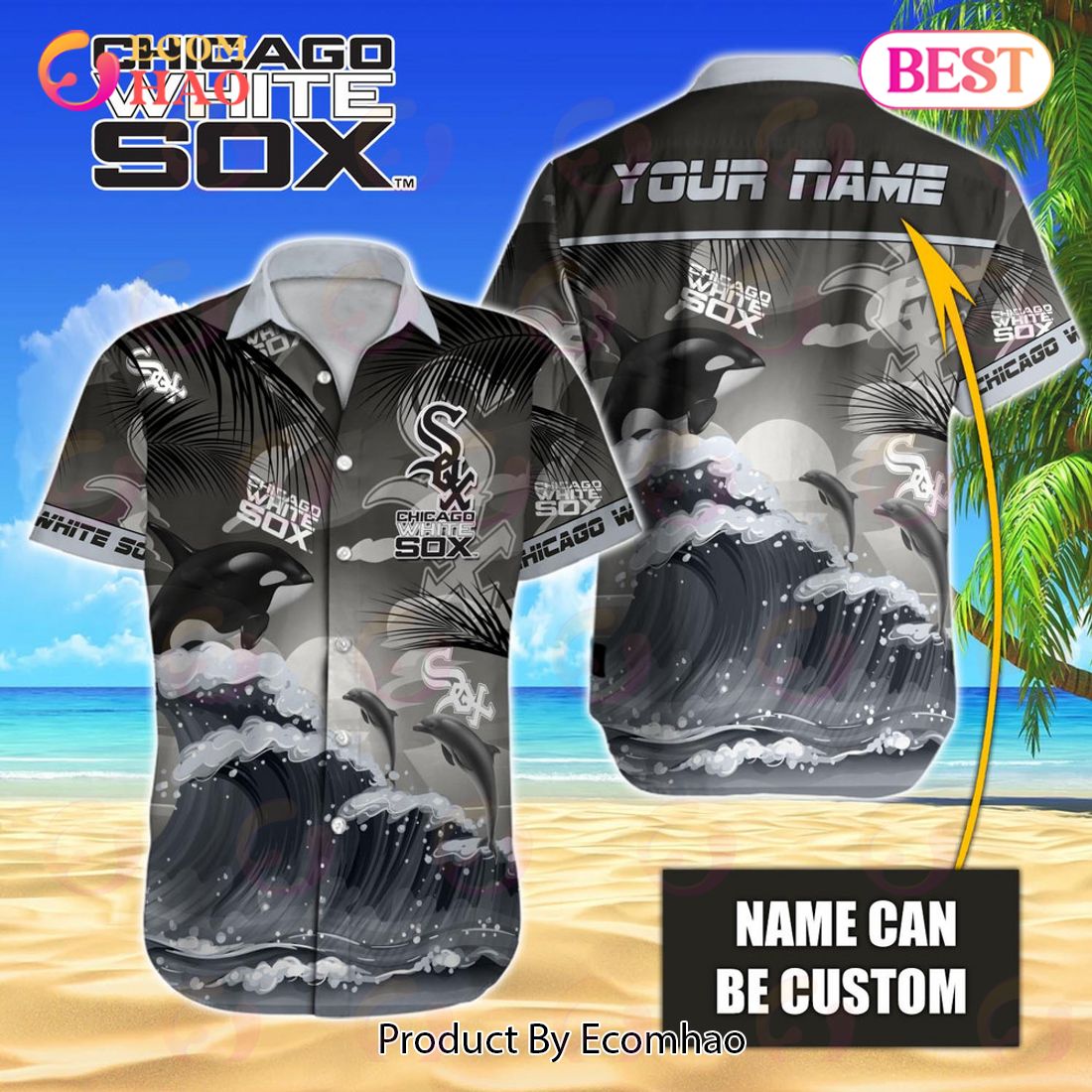 MLB Chicago White Sox Special Hawaiian Design Dolphins And Waves Button Shirt