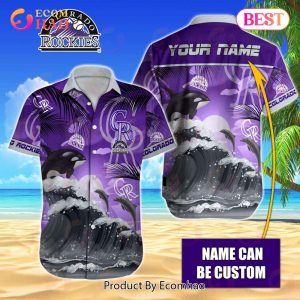 MLB Colorado Rockies Special Hawaiian Design Dolphins And Waves Button Shirt