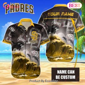MLB San Diego Padres Special Hawaiian Design Dolphins And Waves Button Shirt