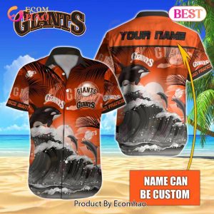 MLB San Francisco Giants Special Hawaiian Design Dolphins And Waves Button Shirt