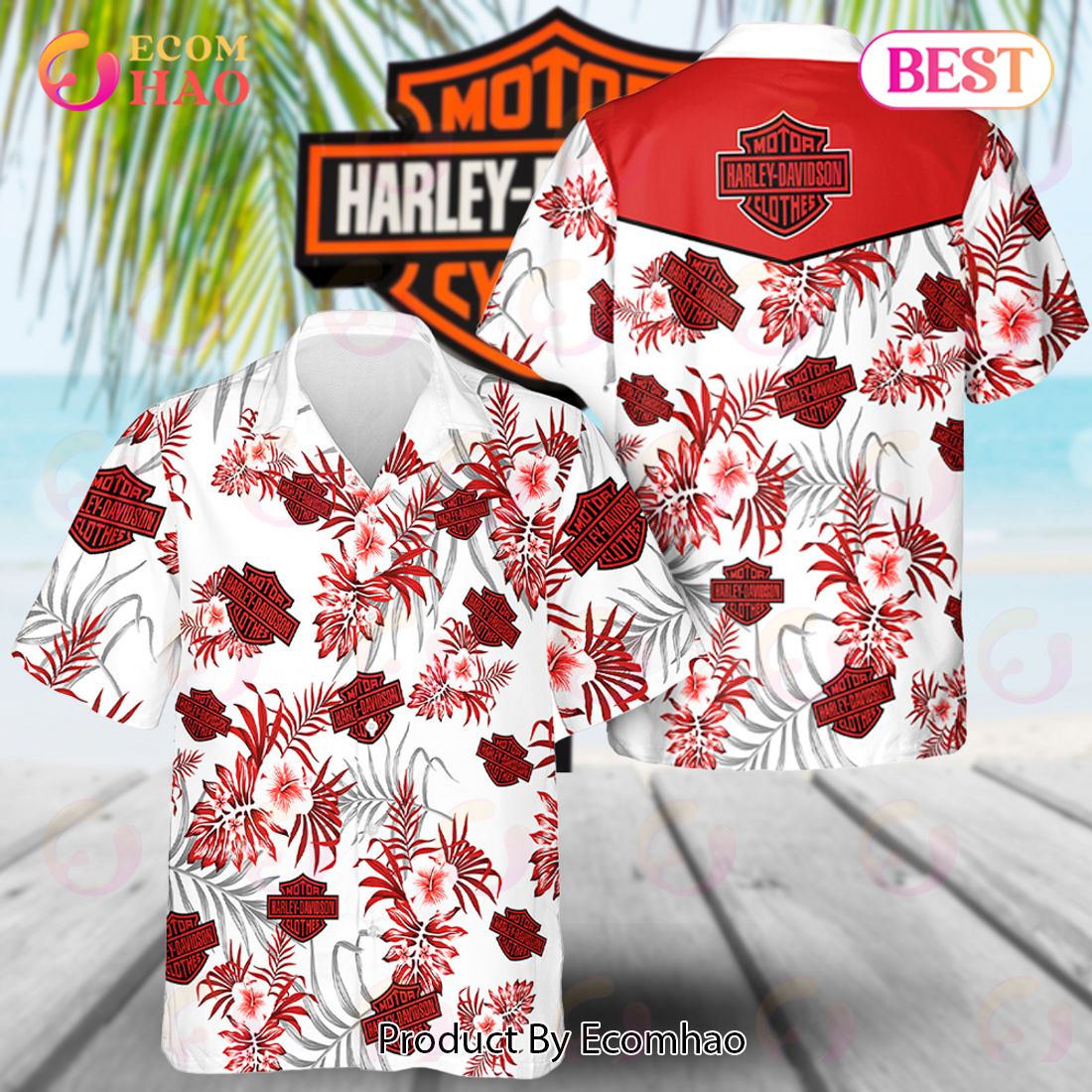 HDM Hawaiian Shirt Red Flower Fashion For True Fans Model