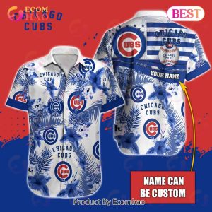 Custom Name MLB Chicago Cubs Special Hawaiian Design Button Shirt