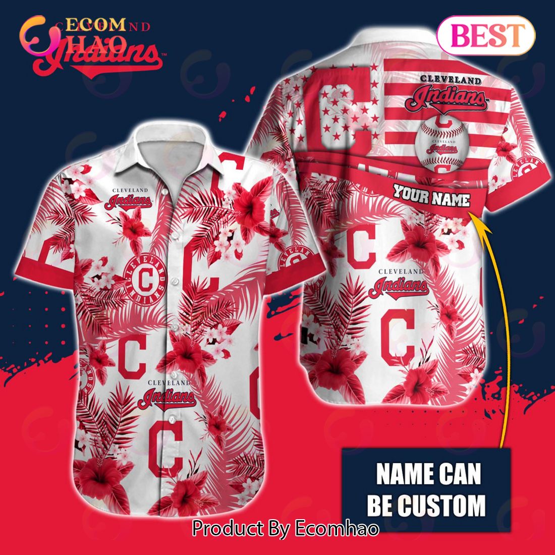 Custom Name MLB Cleveland Guardians Special Hawaiian Design Button