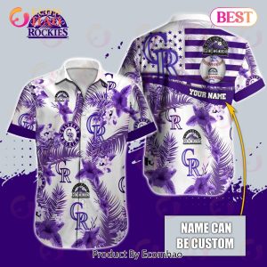 Custom Name MLB Colorado Rockies Special Hawaiian Design Button Shirt