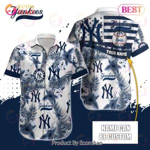 Custom Name MLB New York Yankees Special Hawaiian Design Button Shirt