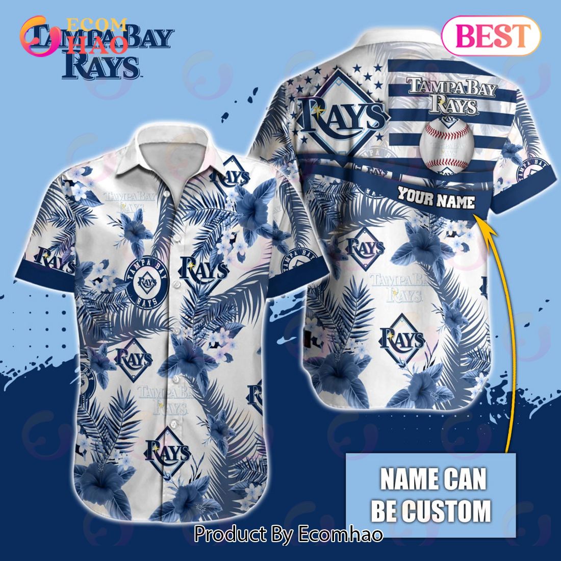 Custom Name MLB Tampa Bay Rays Special Hawaiian Design Button Shirt -  Torunstyle