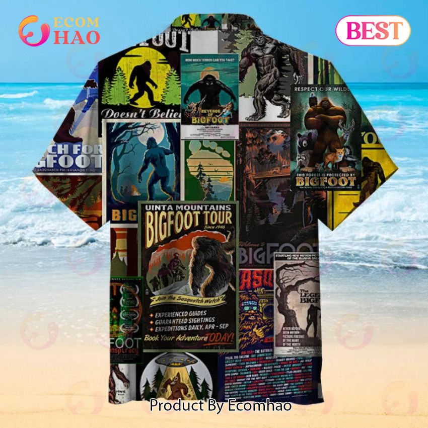 Bigfoot Poster Collage Unisex Hawaiian Shirt