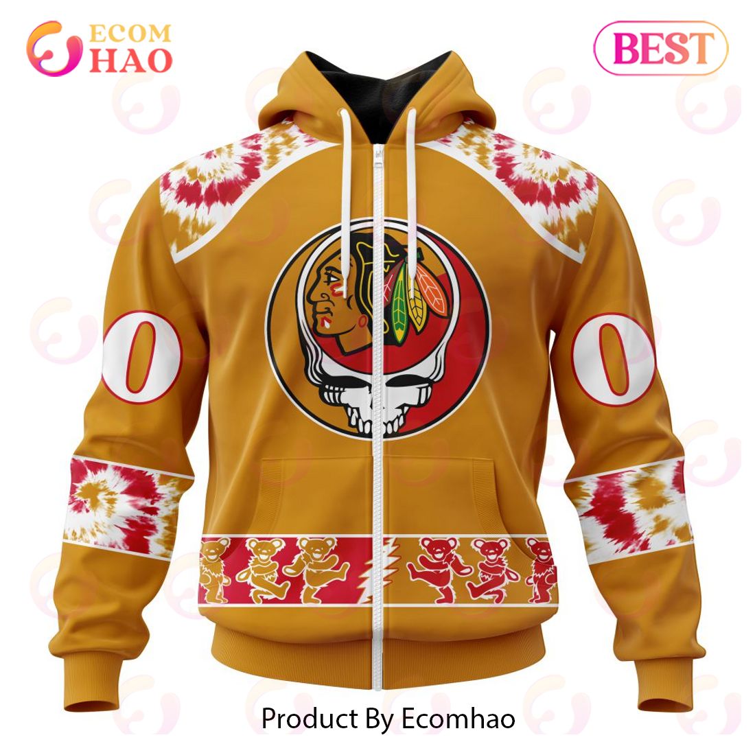 Personalized NHL Chicago Blackhawks Special Grateful Dead Design 3D Hoodie