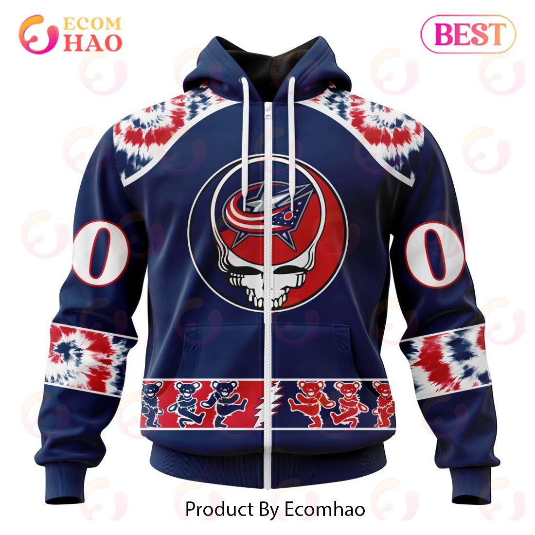 Personalized NHL Columbus Blue Jackets Special Grateful Dead Design 3D Hoodie