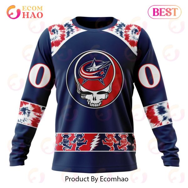 Personalized NHL Columbus Blue Jackets Special Grateful Dead Design 3D Hoodie