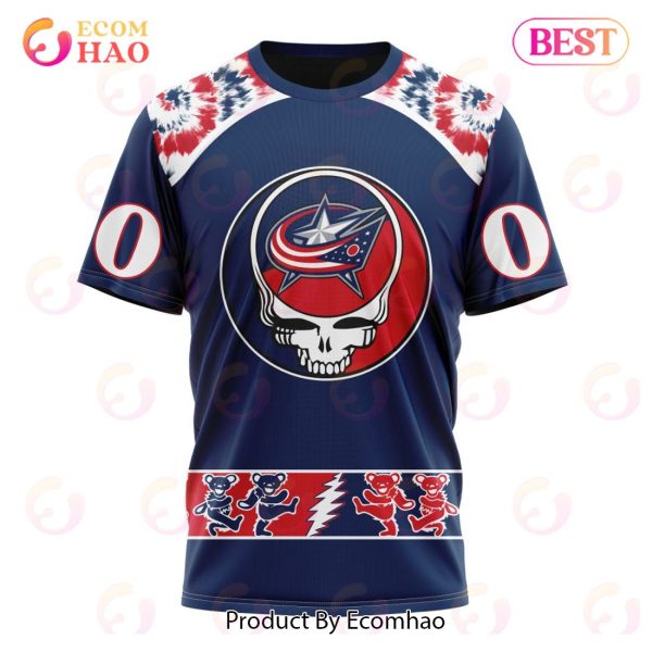 Personalized NHL Columbus Blue Jackets Special Grateful Dead Design 3D Hoodie