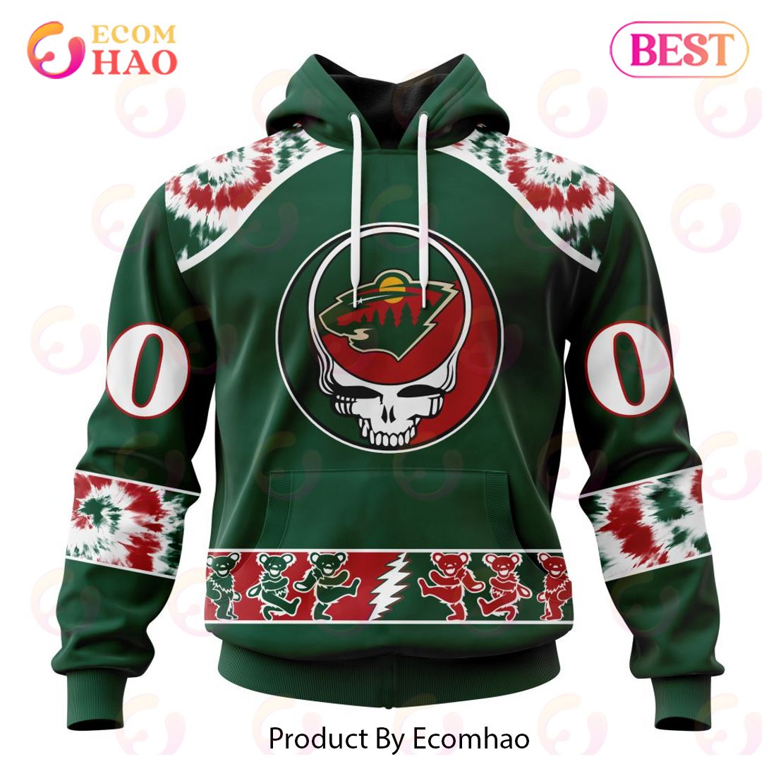 Personalized NHL Minnesota Wild Special Grateful Dead Design 3D Hoodie