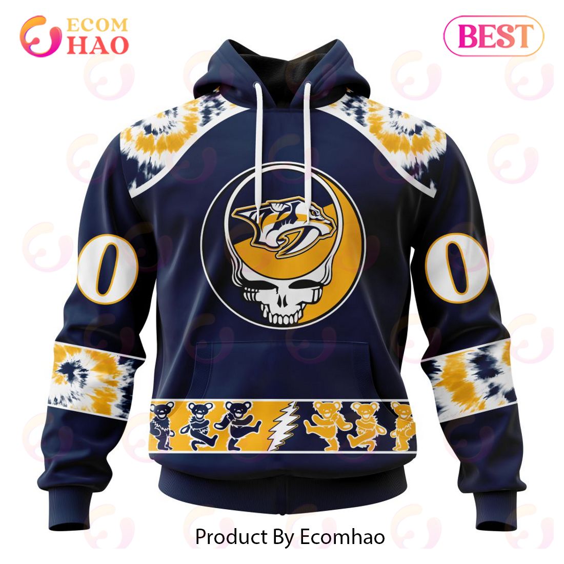 Personalized NHL Nashville Predators Special Grateful Dead Design 3D Hoodie