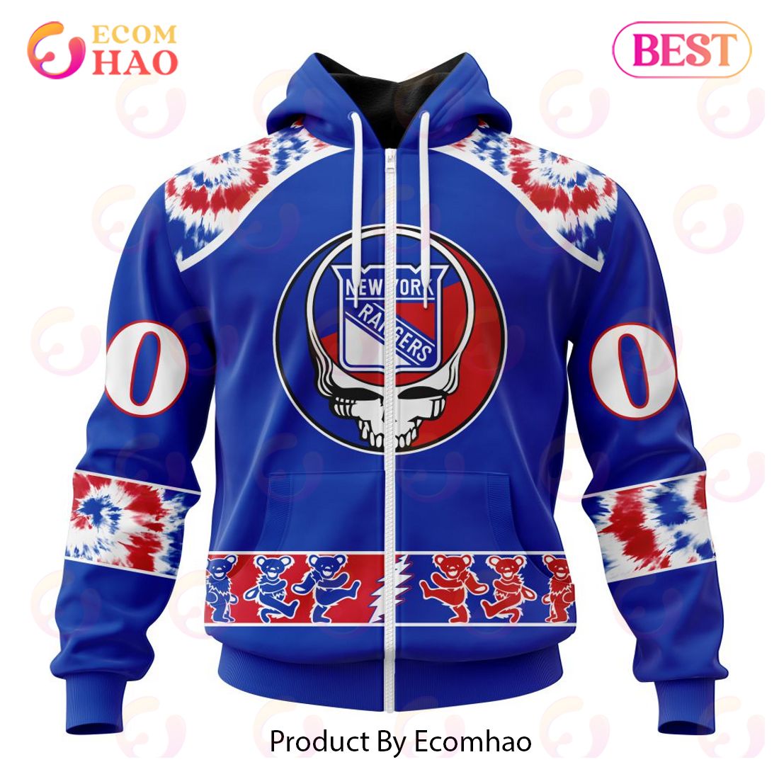 Personalized NHL New York Rangers Special Grateful Dead Design 3D Hoodie