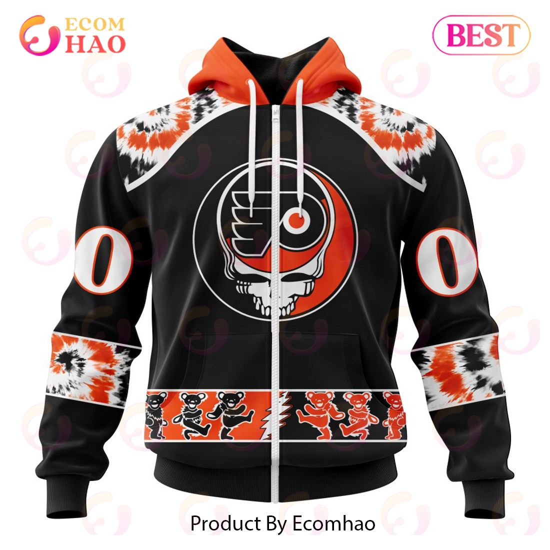 Personalized NHL Philadelphia Flyers Special Grateful Dead Design 3D Hoodie