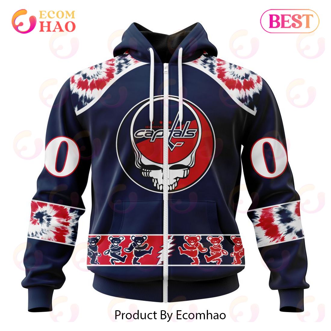 Personalized NHL Washington Capitals Special Grateful Dead Design 3D Hoodie