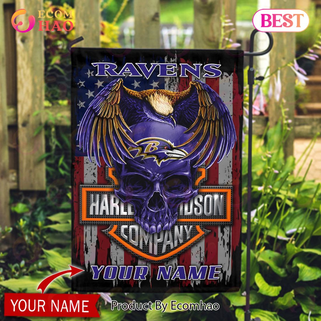 NFL Baltimore Ravens X HDM Custom Name Flag