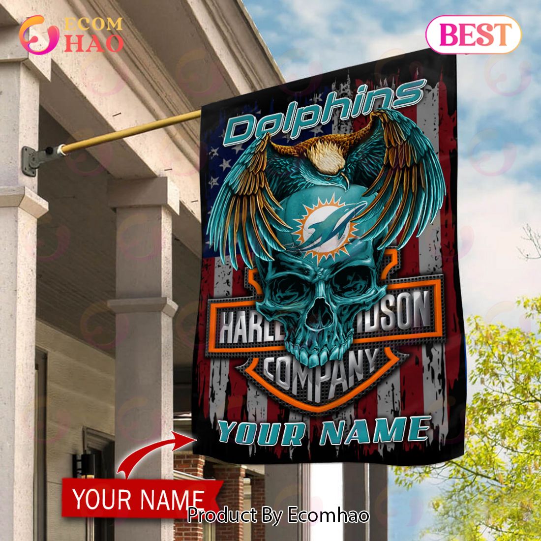 NFL Miami Dolphins X HDM Custom Name Flag