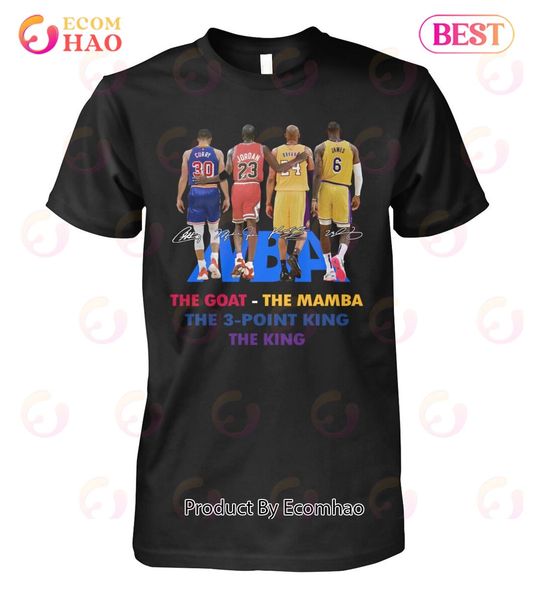 Curry And Jordan And Bryant And James The Goat – The Mamba The 3 – Point King The King T-Shirt