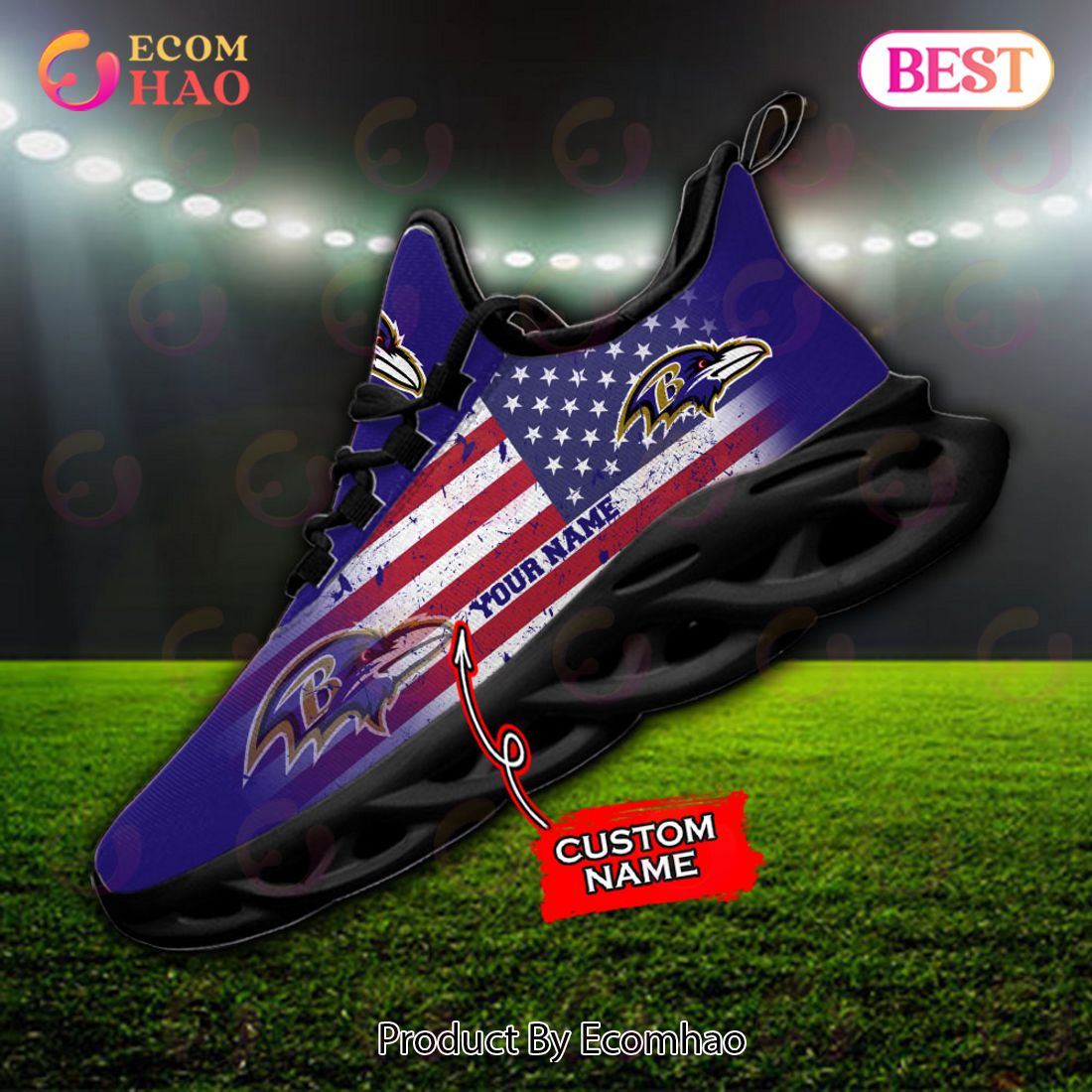 Custom Name – Baltimore Ravens – Personalized Max Soul Shoes