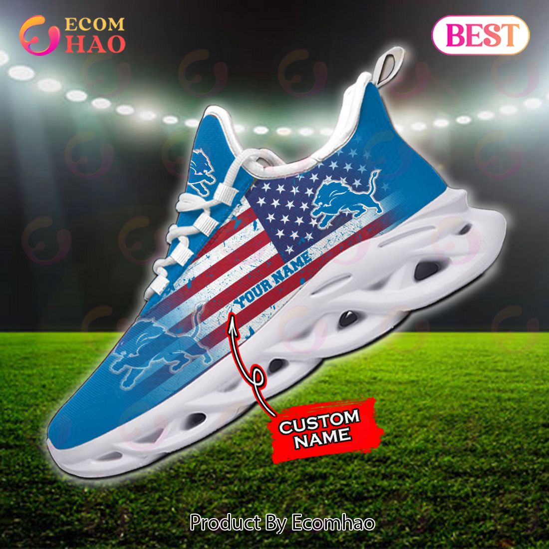 Custom Name – Detroit Lions – Personalized Max Soul Shoes