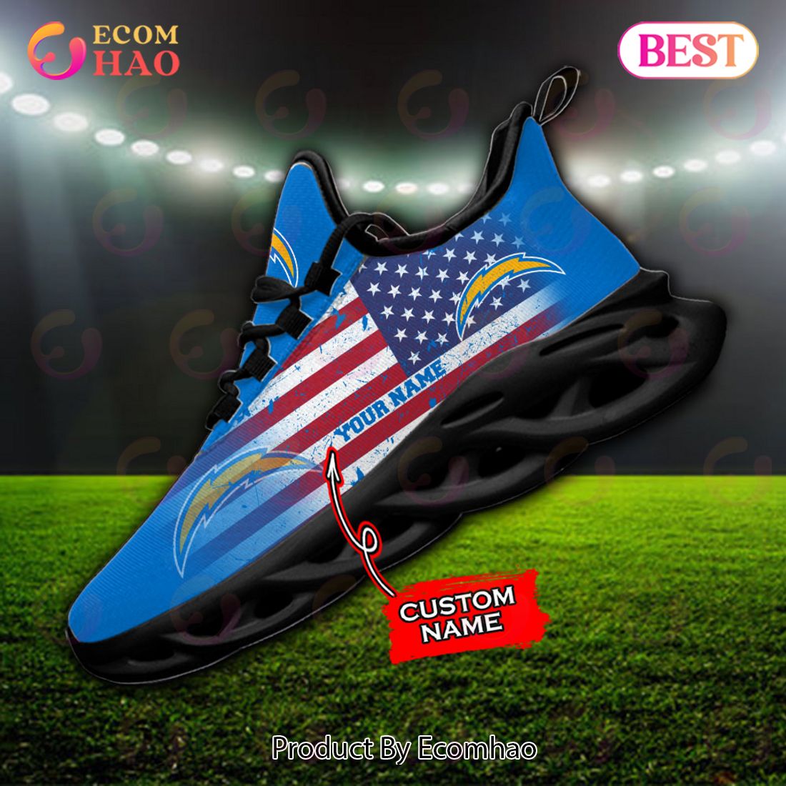 Custom Name – Los Angeles Chargers – Personalized Max Soul Shoes