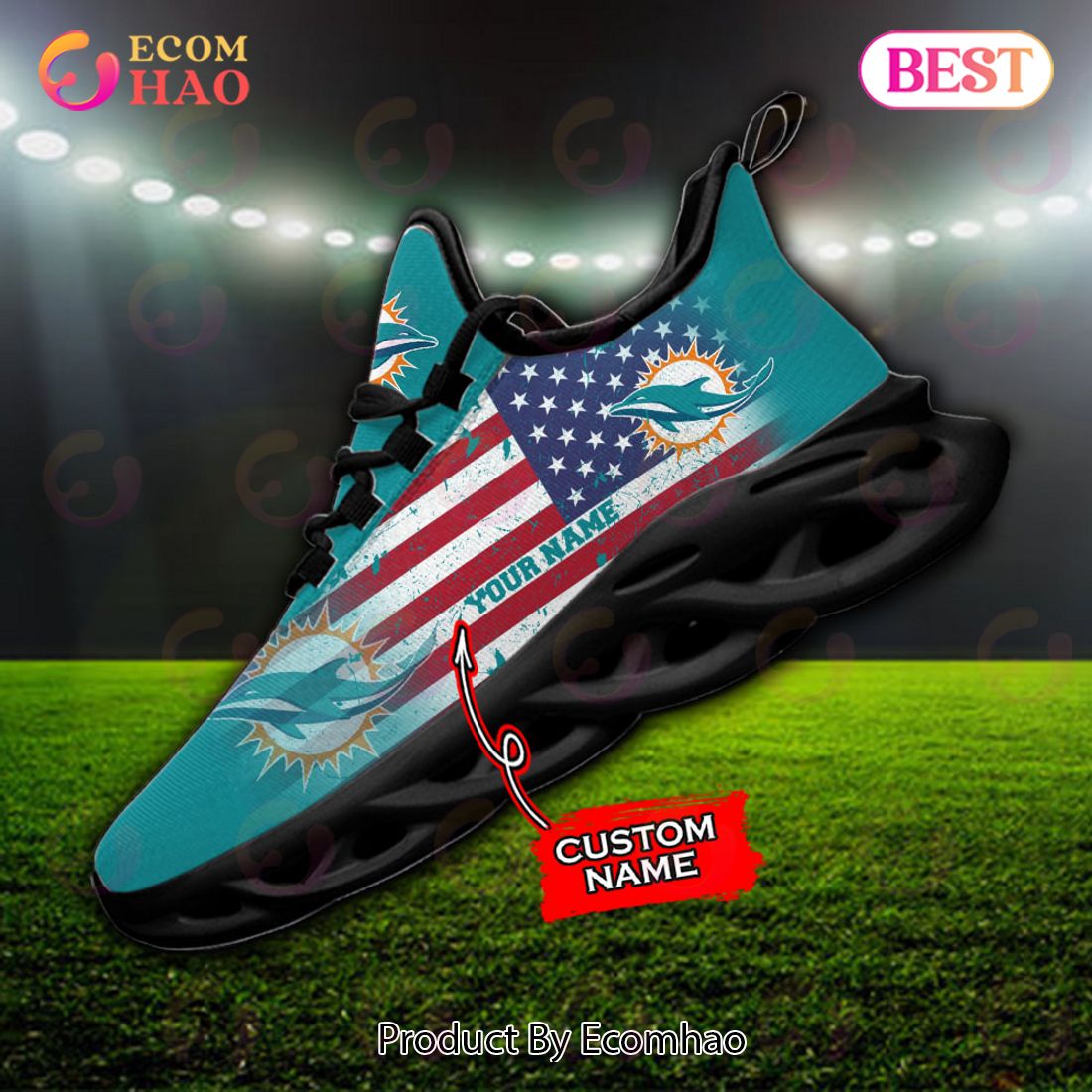 Custom Name – Miami Dolphins – Personalized Max Soul Shoes