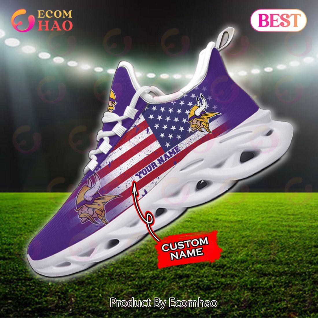 Custom Name – Minnesota Vikings – Personalized Max Soul Shoes