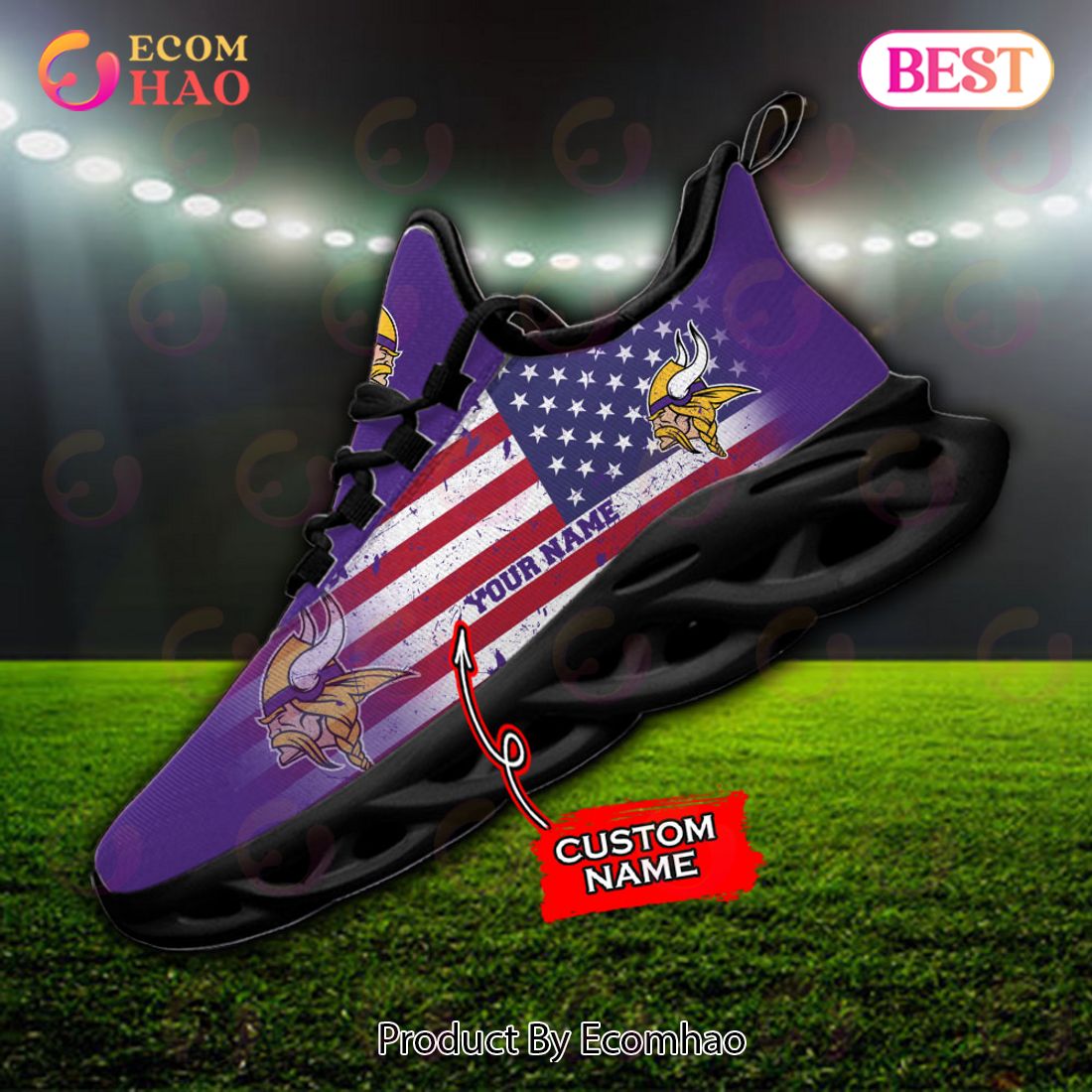 Custom Name – Minnesota Vikings – Personalized Max Soul Shoes