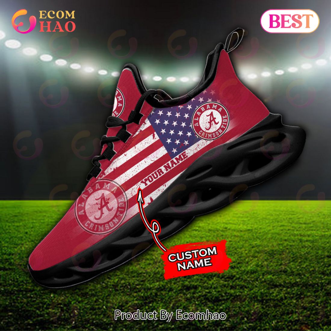 Personalized NCAA Alabama Crimson Tide Max Soul Shoes, Sneaker